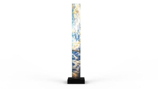 Lampe sculpturale en onyx bleu et or
