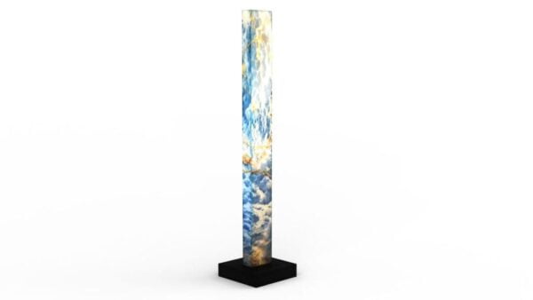 Lampe sculpturale en onyx bleu et or