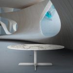 Table à manger blanche dans un décor architecturale