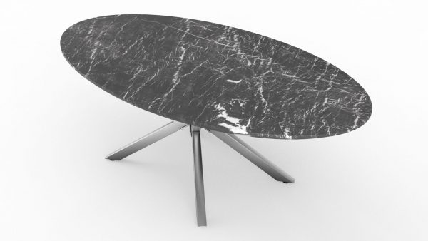 Table à manger de forme ovale en marbre grigio carnico