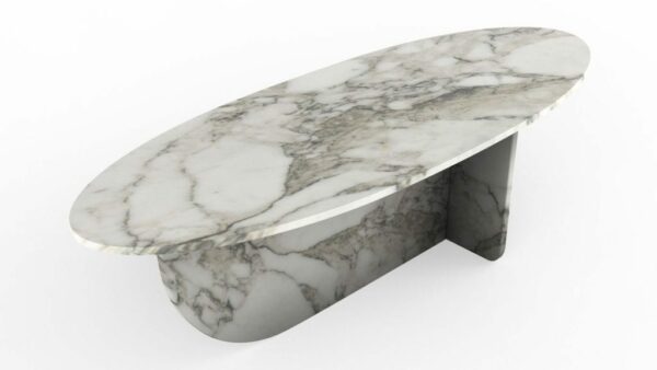Table basse en forme d'hélice en marbre calacatta oro