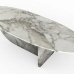 Table basse en forme d'hélice en marbre calacatta oro