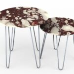 Tables gigognes rondes en marbre calacatta viola
