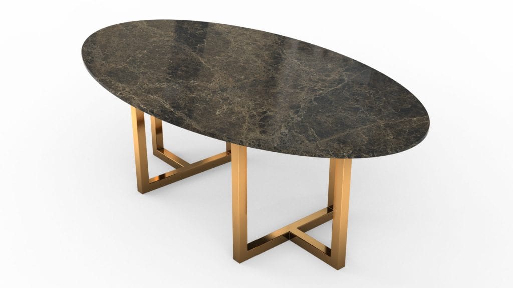 Table de salle à manger ovale en bois d'olivier 🫒🪵 avec pierres