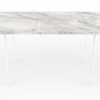 Table à manger de forme oblongue en marbre blanc arabescato