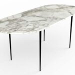 Table à manger de forme oblongue en marbre calacatta oro