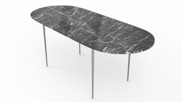 Table à manger de forme oblongue en marbre grigio carnico