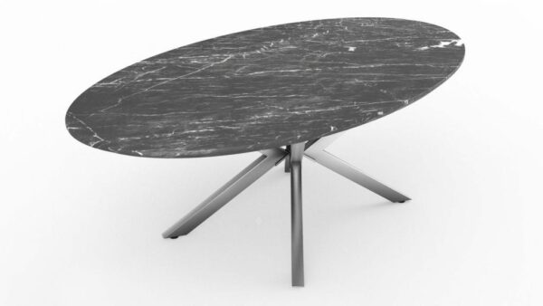 Table à manger de forme ovale en marbre grigio carnico
