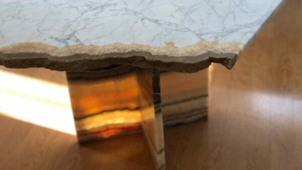 Table basse moderne en marbre et onyx