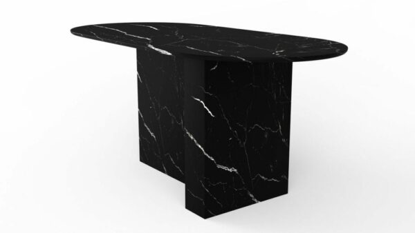 Table à manger de forme oblongue en marbre noir marquina