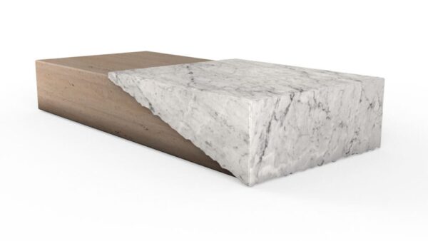 Table basse rectangulaire en marbre travertin